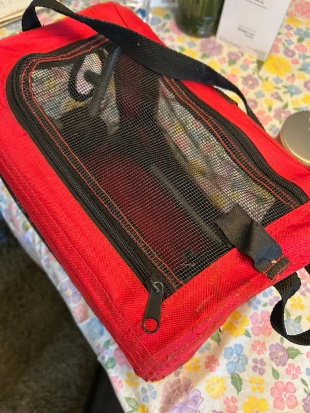 Durable Red Canvas Small Pet Carrier